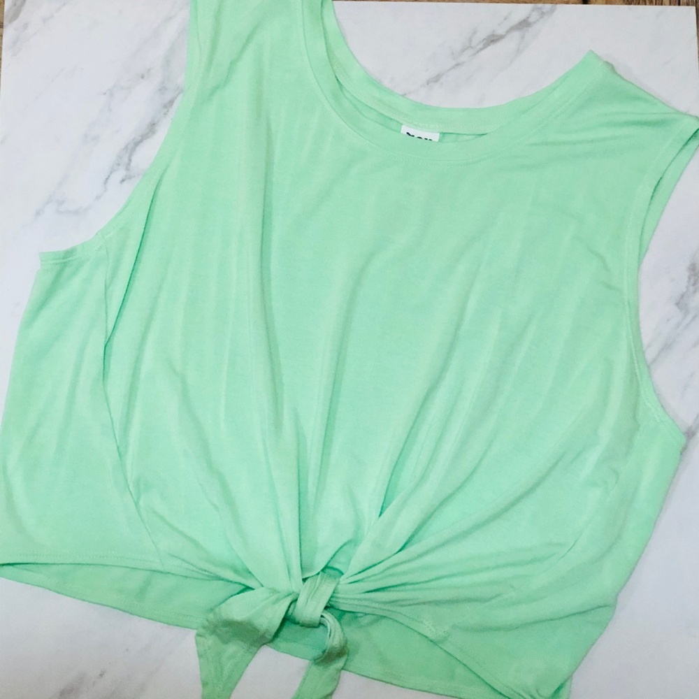 Joy Lab Mint Green Twist-Front Athletic Muscle Tee - Picture 15 of 16